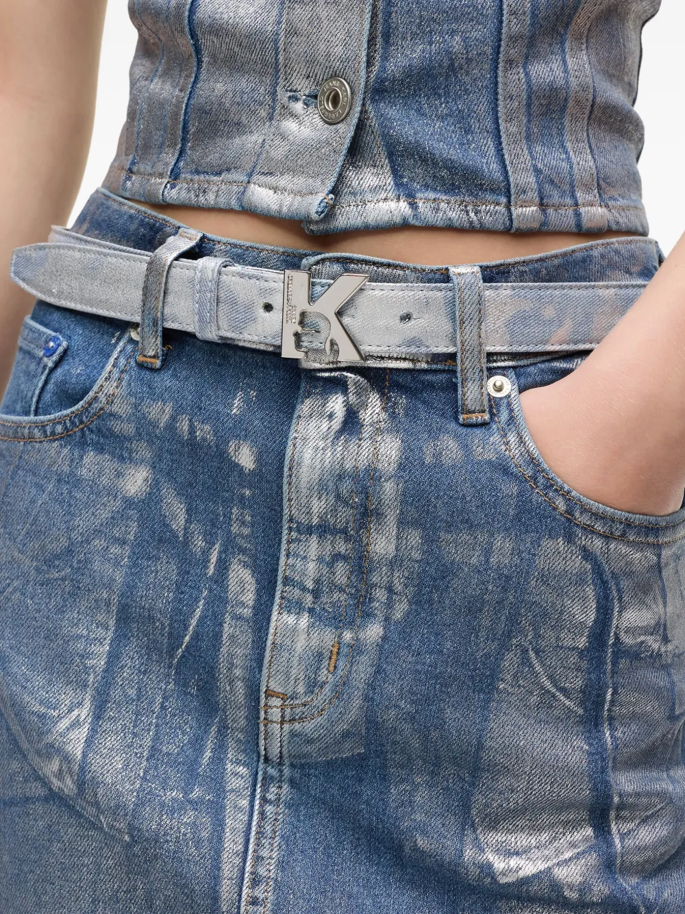 Karl Lagerfeld Jeans K-logo Belt In Blue
