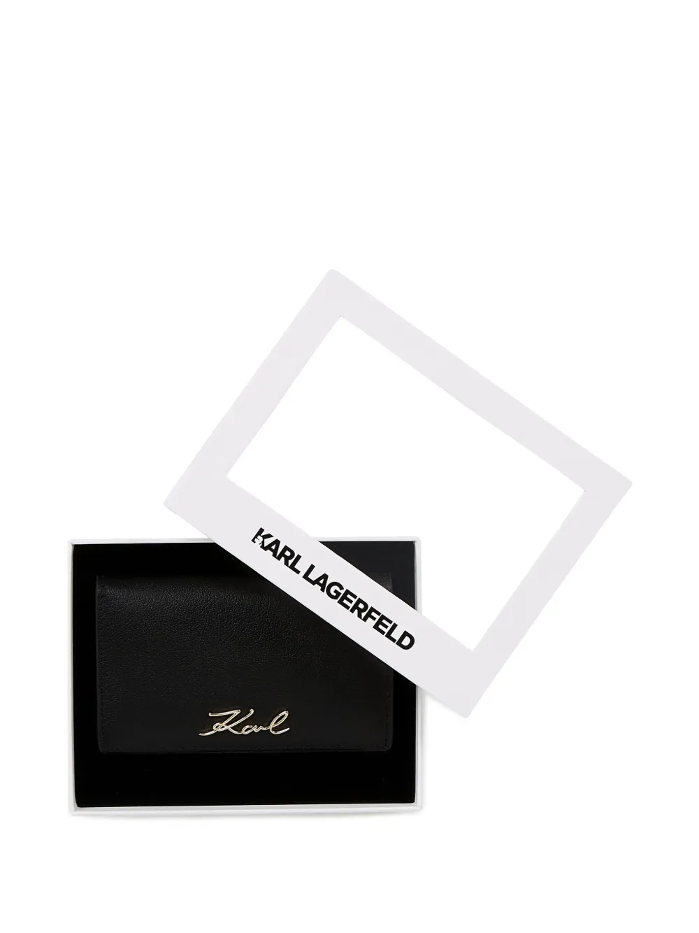 Karl Lagerfeld Signature Leather Wallet In Black