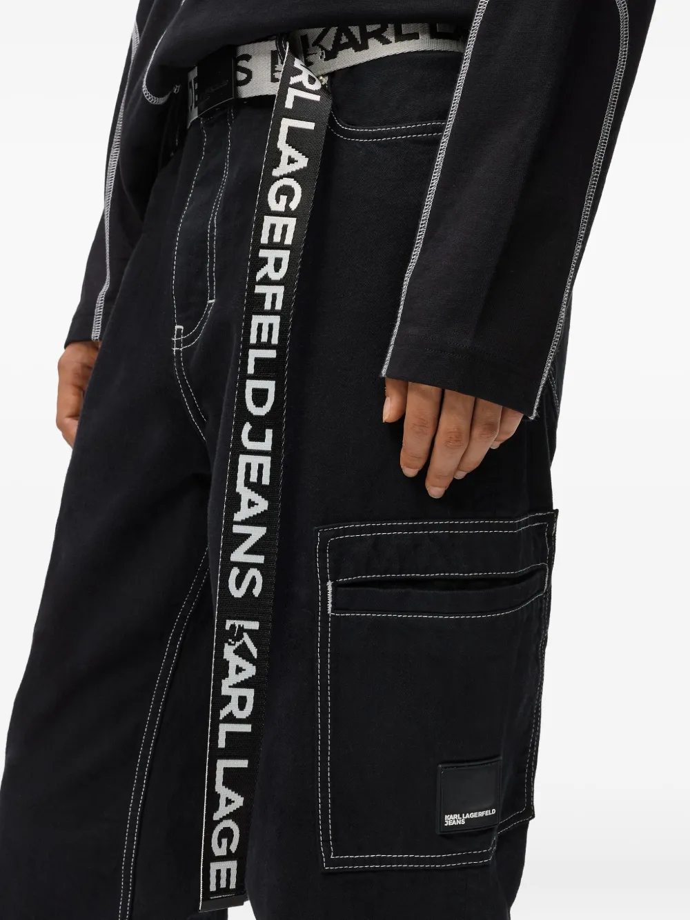 Karl Lagerfeld Jeans Broek met contrasterend stiksel Zwart