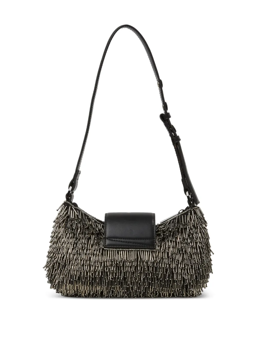 Karl Lagerfeld Signature Beaded Shoulder Bag In Silver