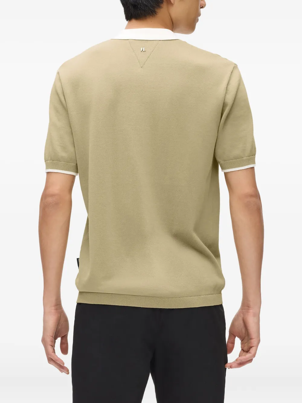Karl Lagerfeld Poloshirt met contrasterende kraag en halve rits Beige