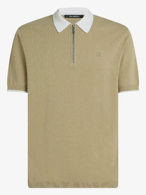 Karl Lagerfeld Poloshirt met contrasterende kraag en halve rits