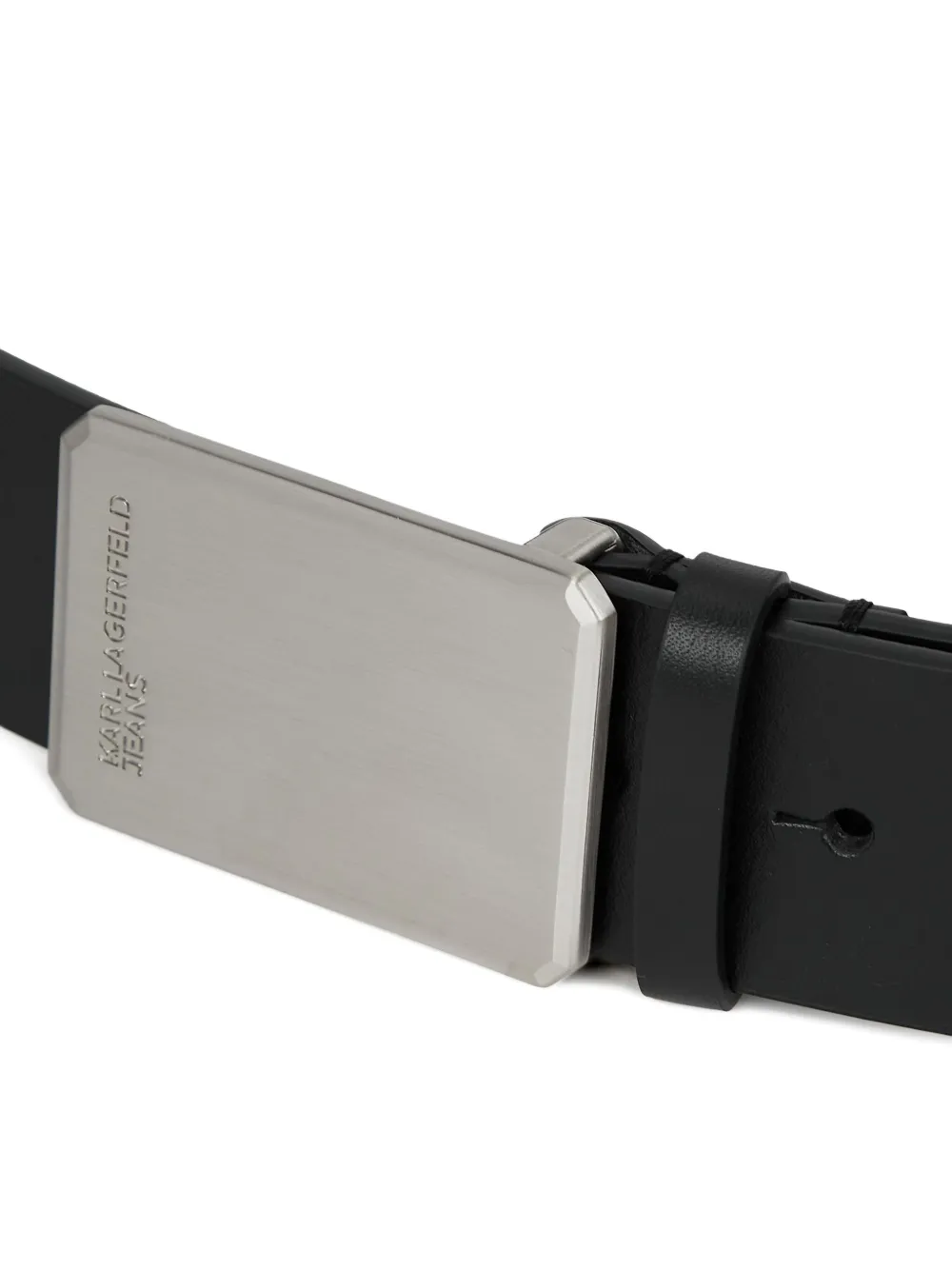 Karl Lagerfeld Jeans Leren riem met gegraveerd logo Zwart