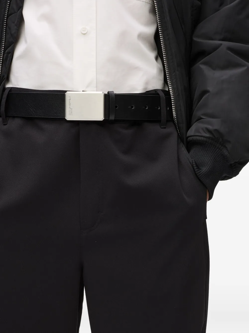 Karl Lagerfeld Jeans Leren riem met gegraveerd logo Zwart