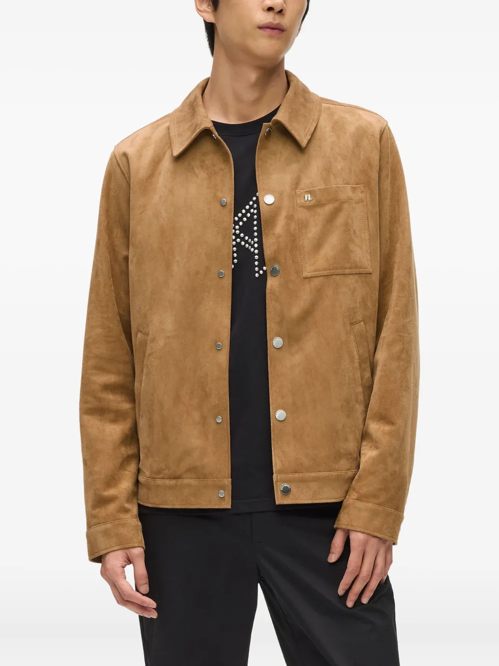 Karl Lagerfeld Truckerjack van imitatiesuède Bruin