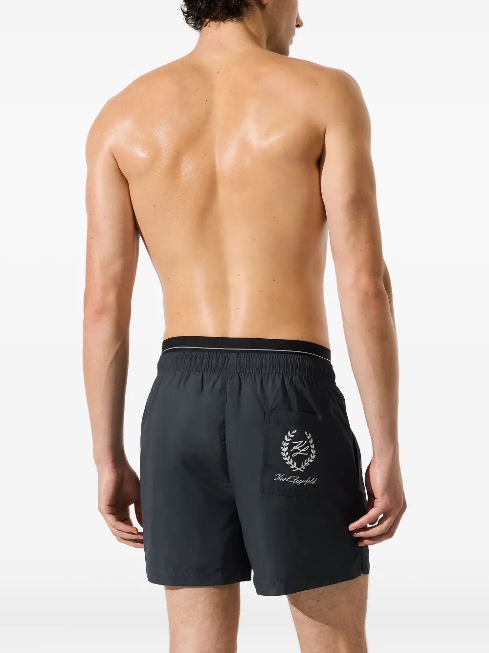 Karl Lagerfeld Zwembroek met dubbele tailleband Blauw
