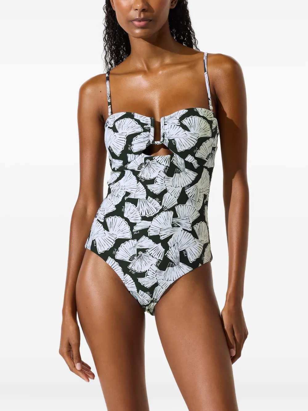 Karl Lagerfeld Badpak met waaierprint Zwart