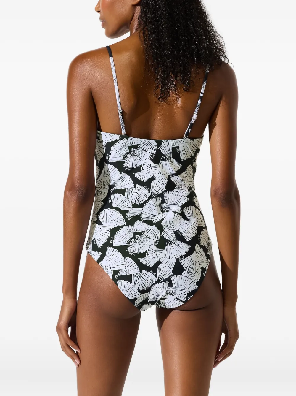 Karl Lagerfeld Badpak met waaierprint Zwart