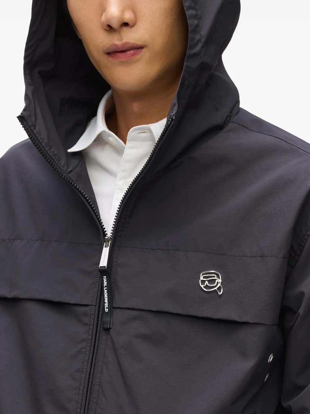 Karl Lagerfeld Ikon jack met capuchon Zwart