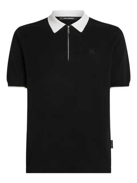 Karl Lagerfeld contrast-collar half-zip polo shirt