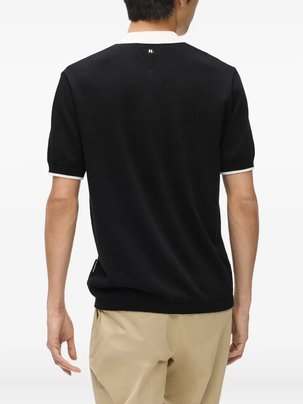 Karl Lagerfeld Poloshirt met contrasterende kraag en halve rits Zwart