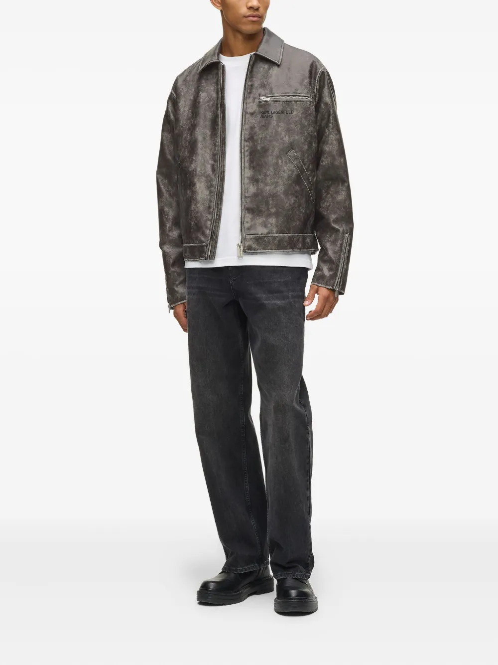 Karl Lagerfeld Jeans washed-effect zip-front jacket | Shirt Jackets | Image 2