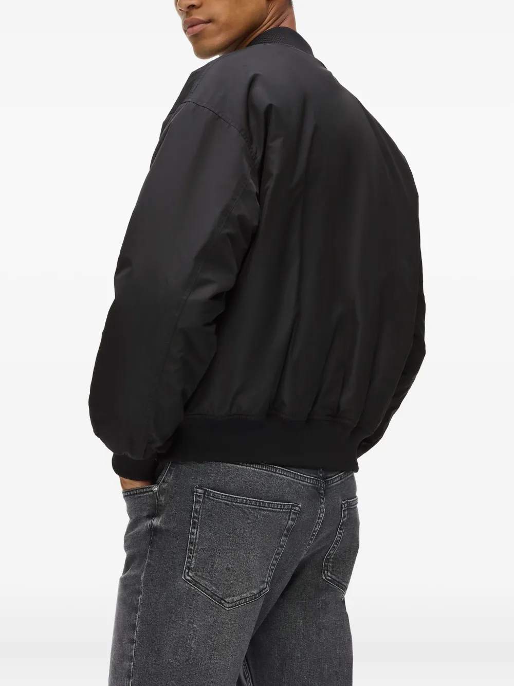 Karl Lagerfeld Jeans Bomberjack met logopatch en rits Zwart