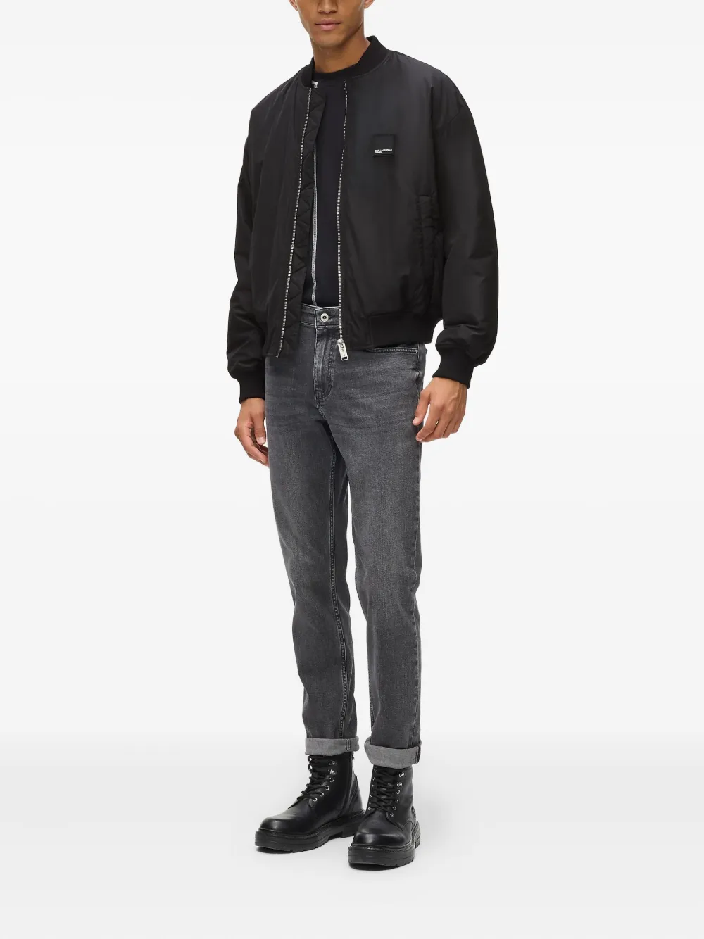 Karl Lagerfeld Jeans zip-up logo-patch bomber jacket | Bomber Jackets | Image 2