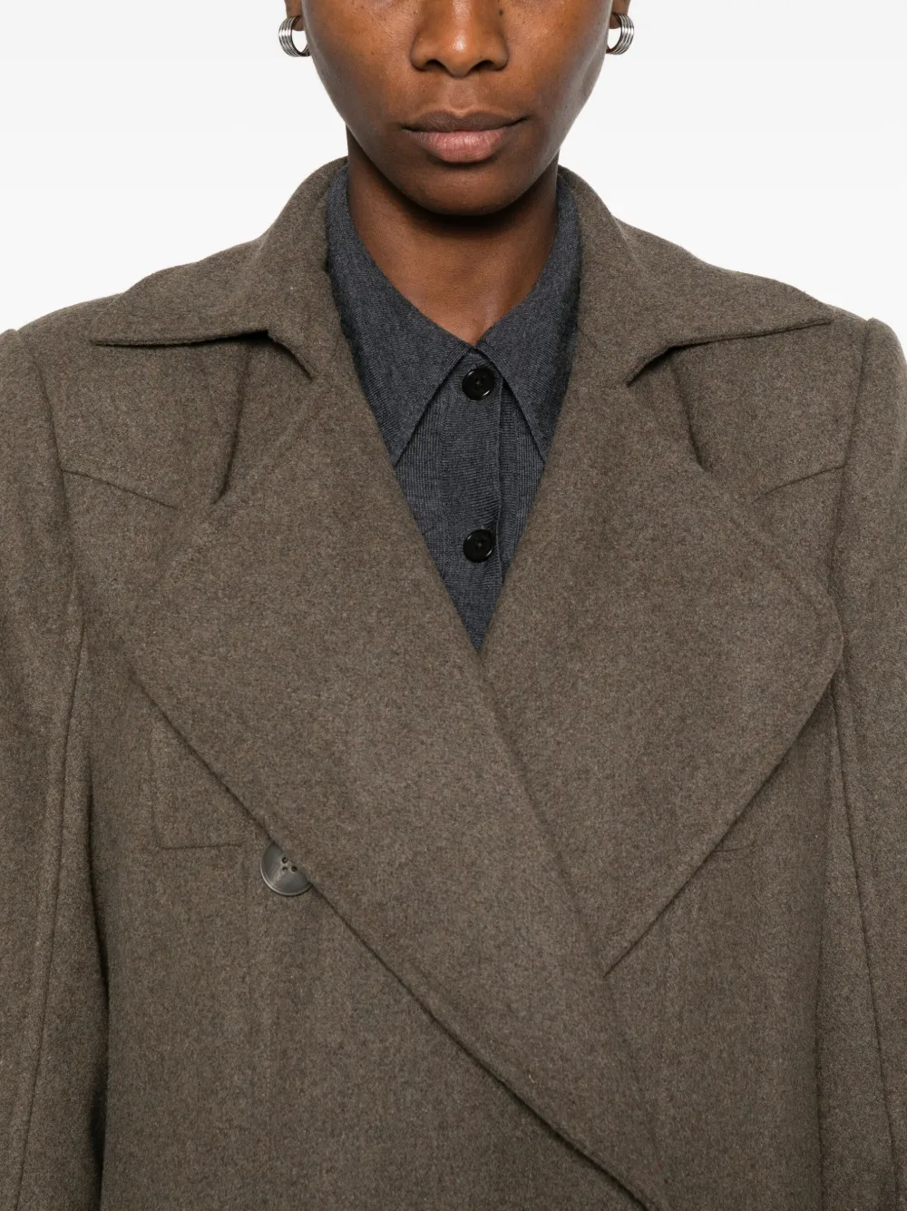Gestuz Double-breasted Lapel Coat In Brown