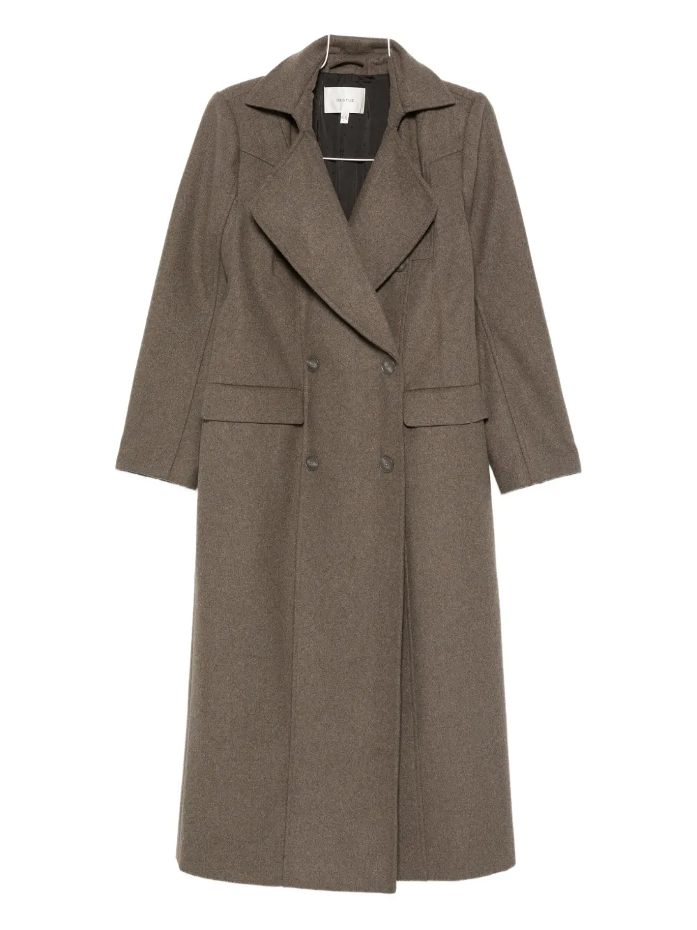 Gestuz Double-breasted Lapel Coat In Brown