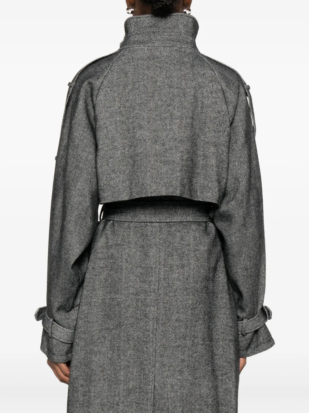 Gestuz Herringbone Belted Coat In Gray