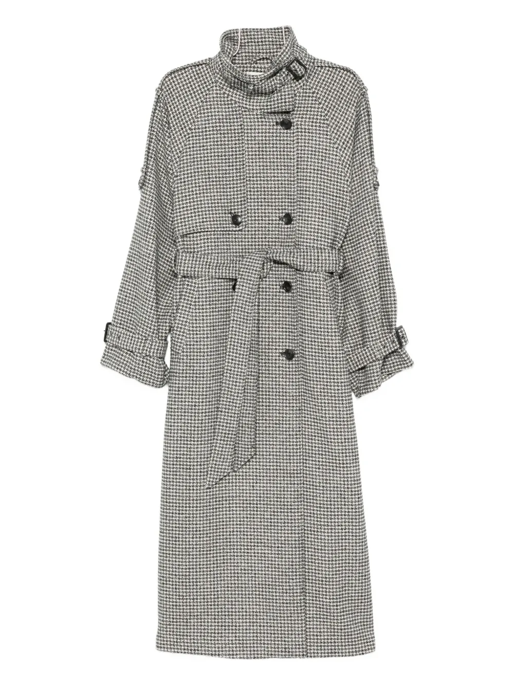 Gestuz Houndstooth Belted Coat In Gray