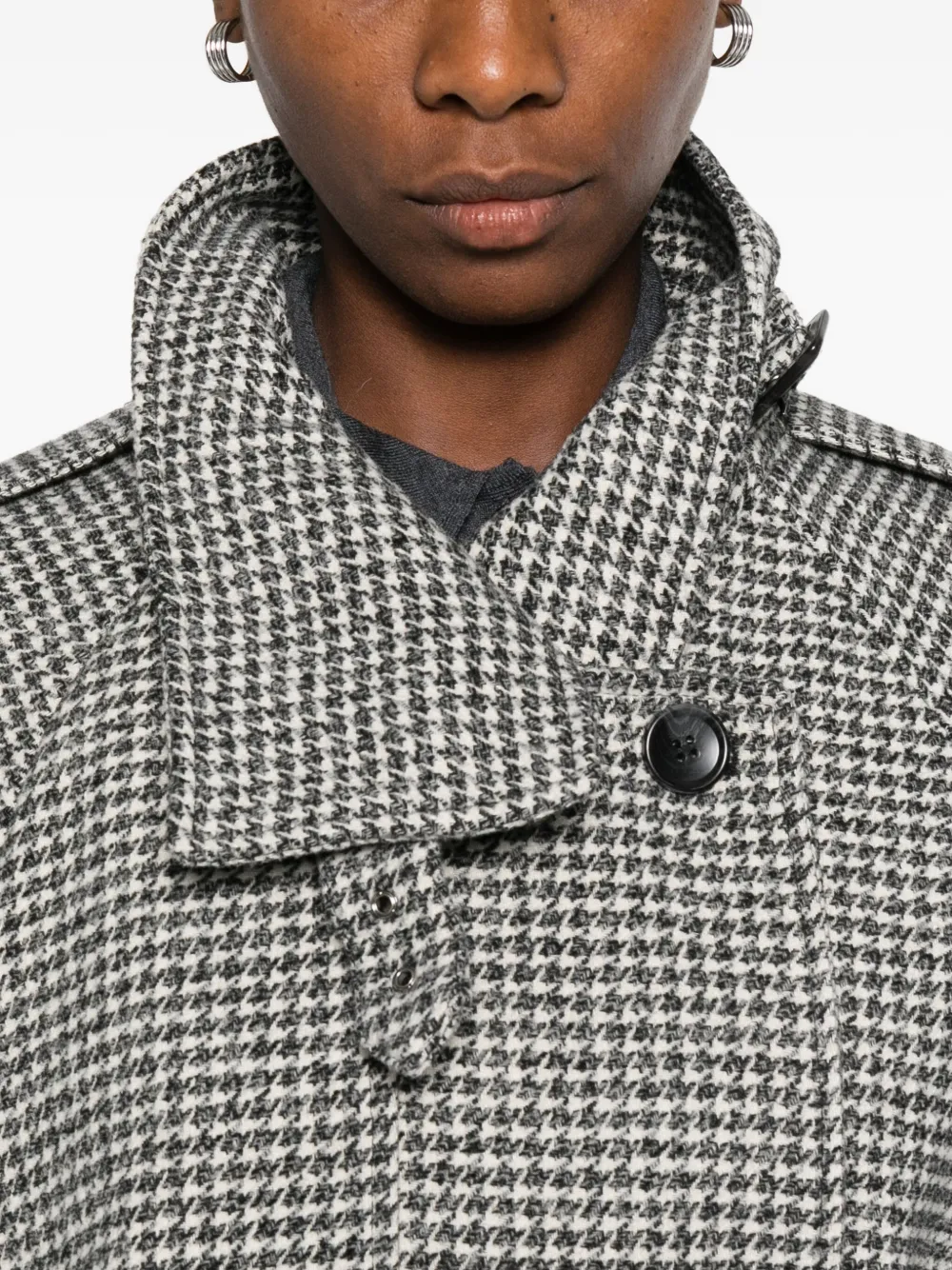 Gestuz Houndstooth Belted Coat In Gray