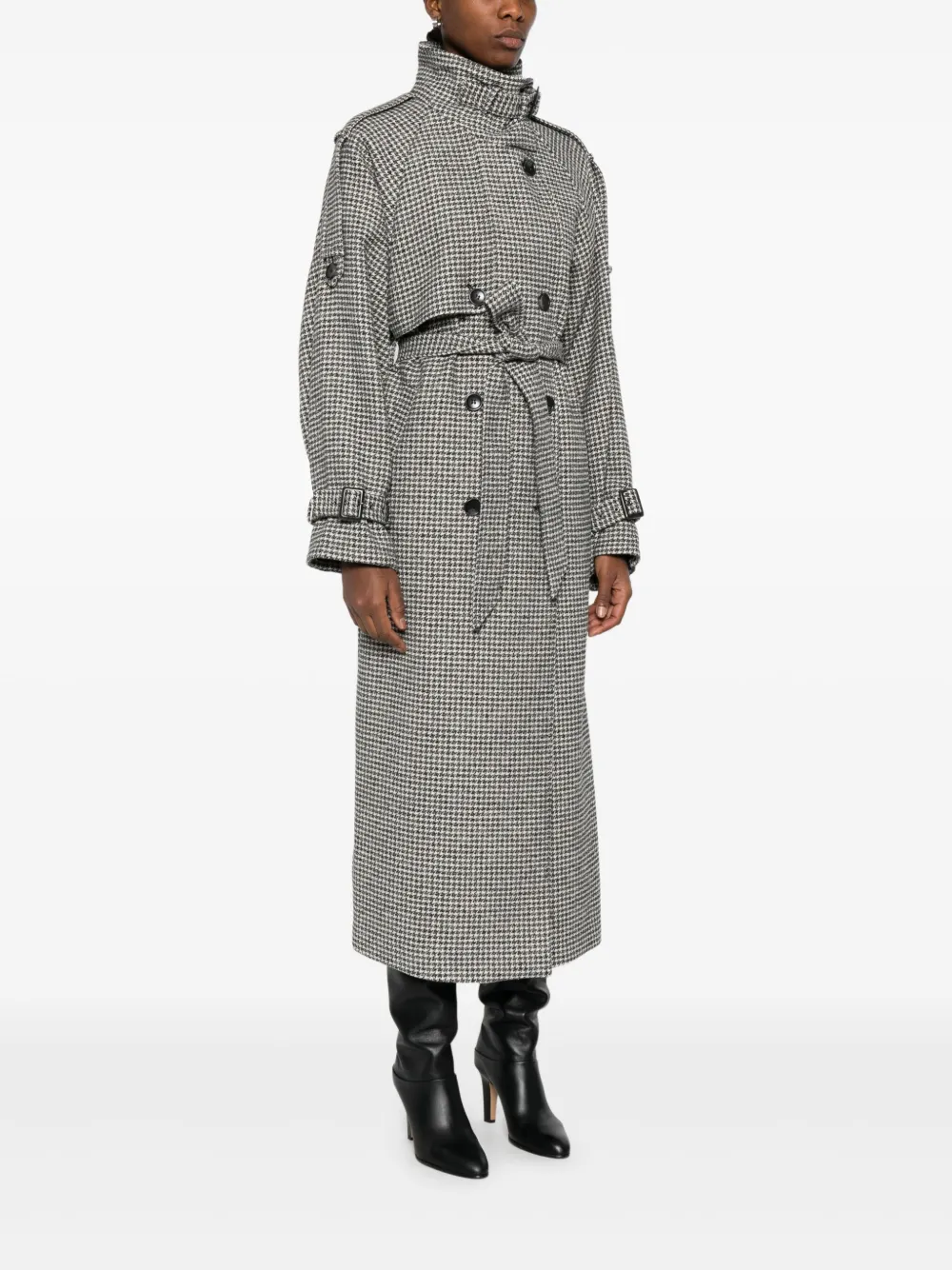 Gestuz Jas met pied-de-poule print BLACK WHITE