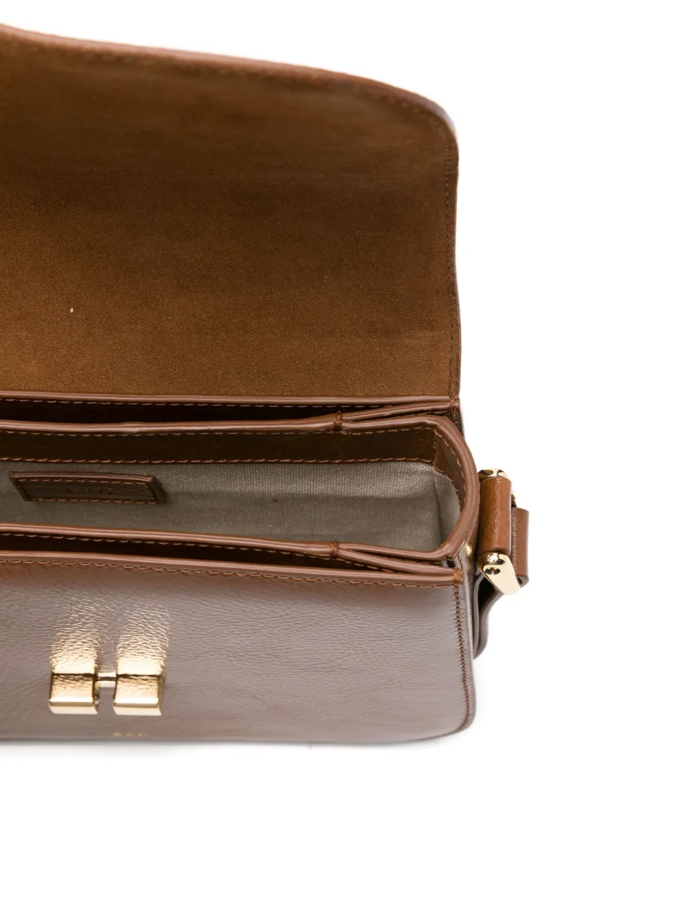 Apc A.p.c. Small Tan Leather Shoulder Bag With Adjustable Strap In Brown