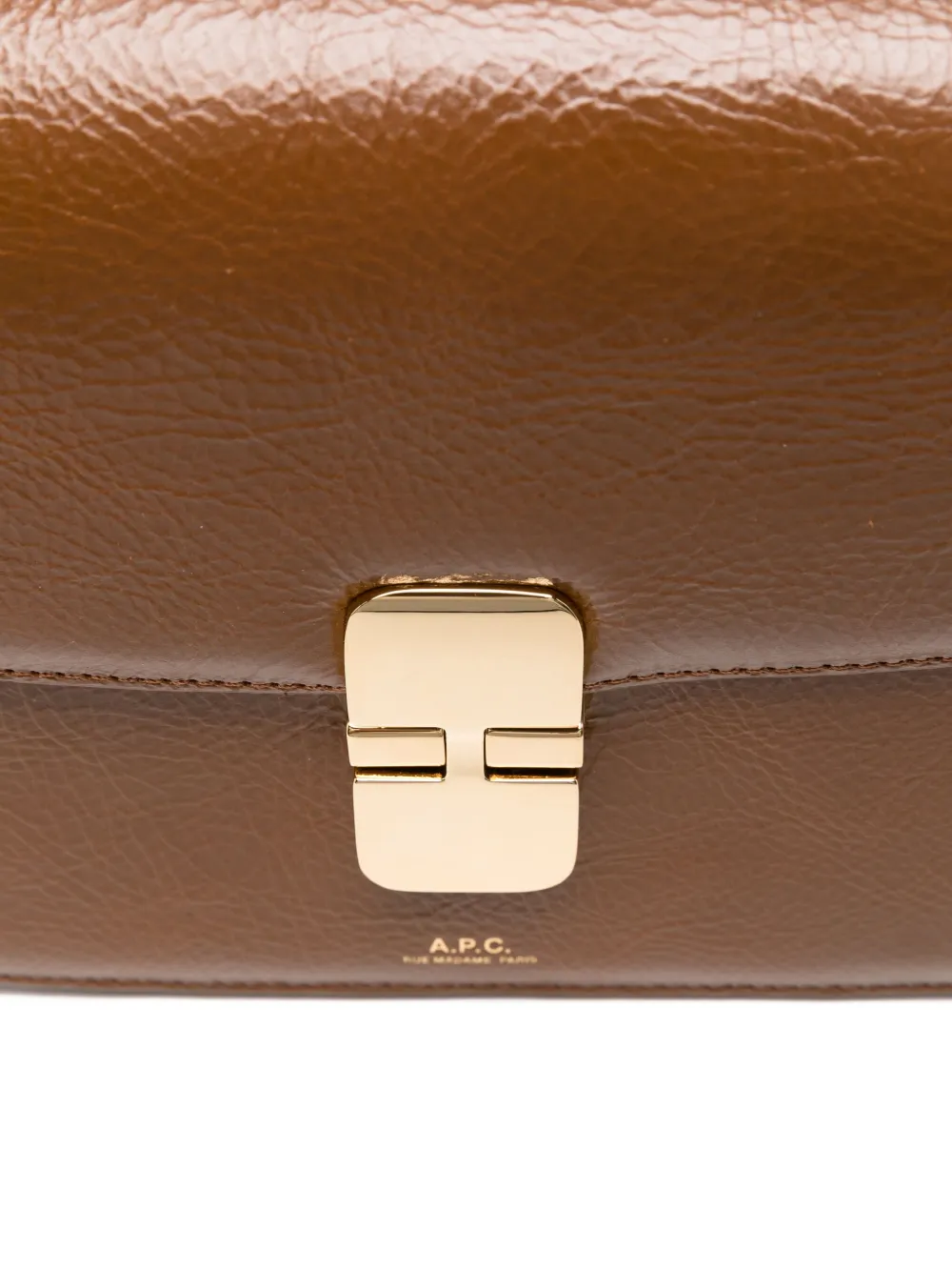 Apc A.p.c. Small Tan Leather Shoulder Bag With Adjustable Strap In Brown