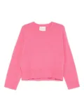 Closed crew-neck wool sweater - Pink