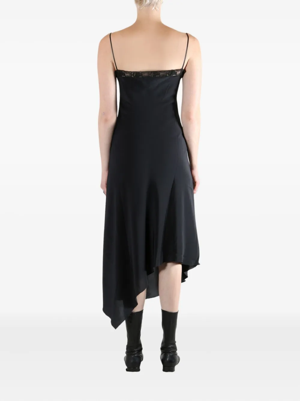 Marc Le Bihan Laced Asymmetric Midi Dress In Black