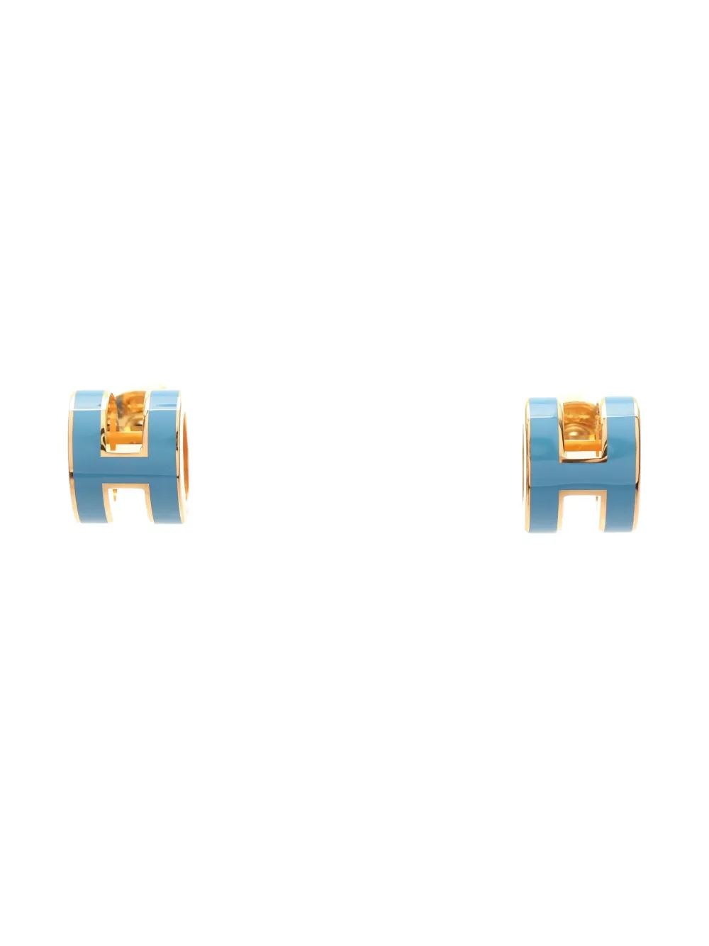 Pre-owned Hermes Mini Pop H Earrings In Gold