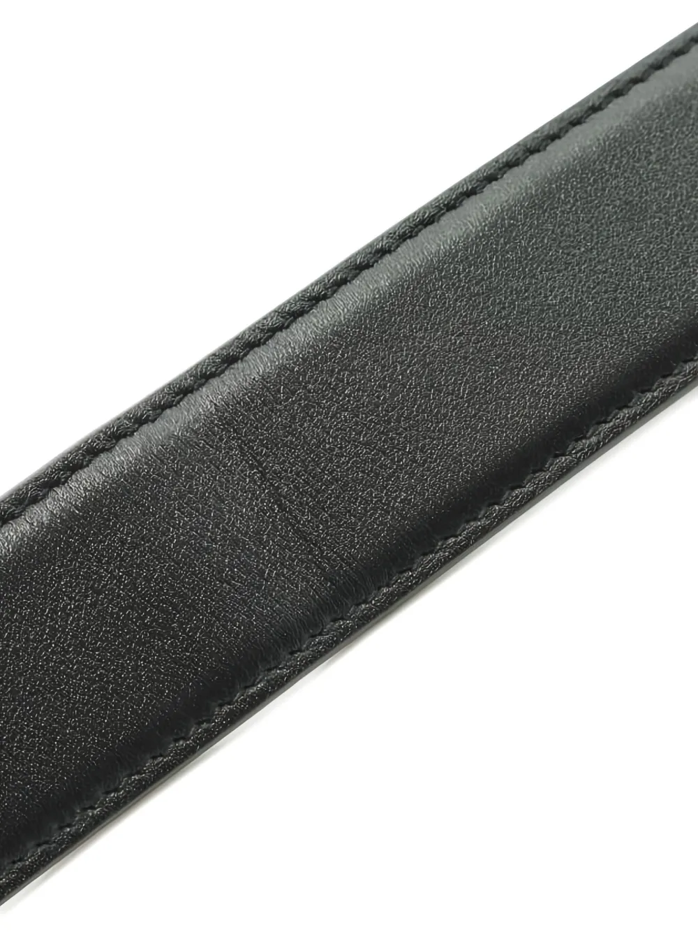 Pre-owned Saint Laurent Cassandra Leather Logo-buckle Belt In Black