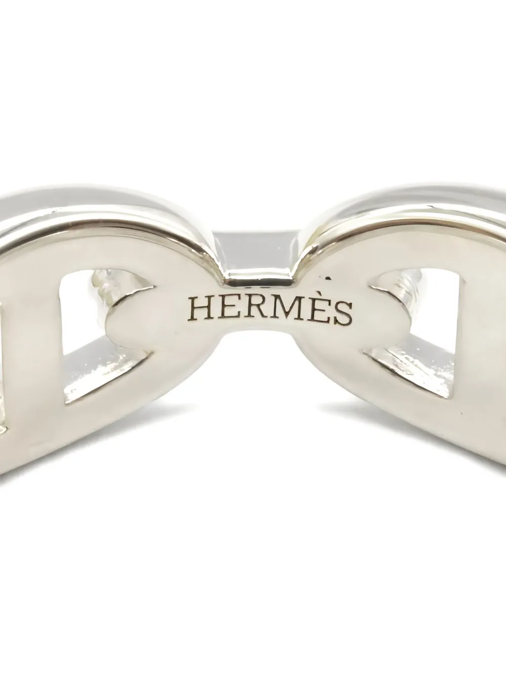 Pre-owned Hermes Chaîne D'ancre Enchaînée Pm Ring In Silver