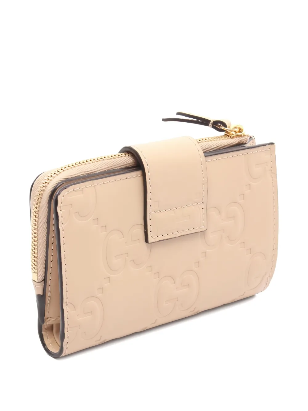 Pre-owned Gucci Medium Ssima Leather Wallet In Neutral