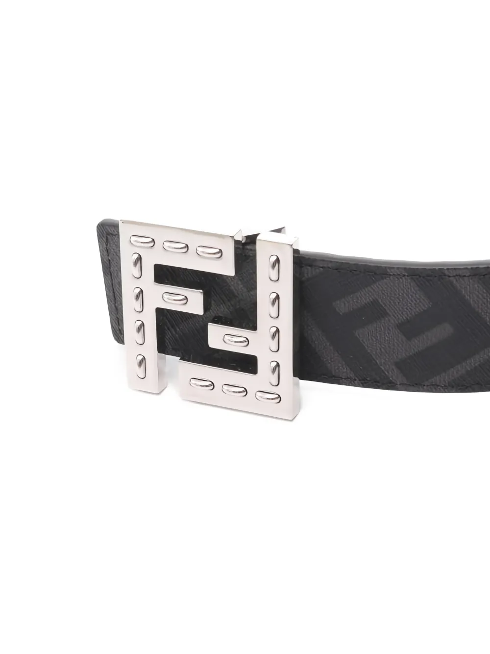 Pre-owned Fendi Ff-motif Leather Belt In Black
