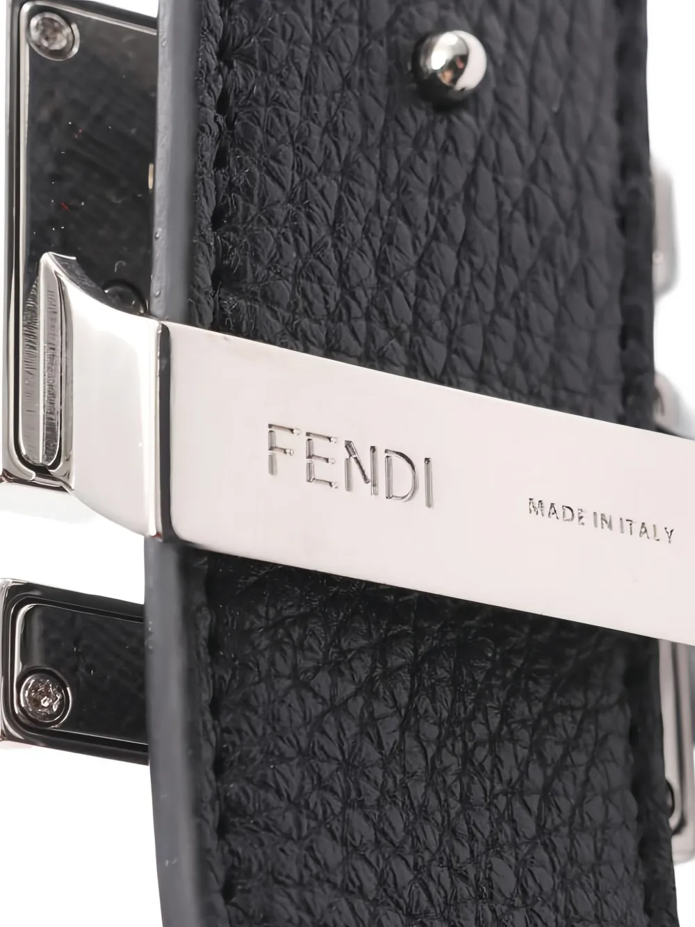 Pre-owned Fendi Ff-motif Leather Belt In Black