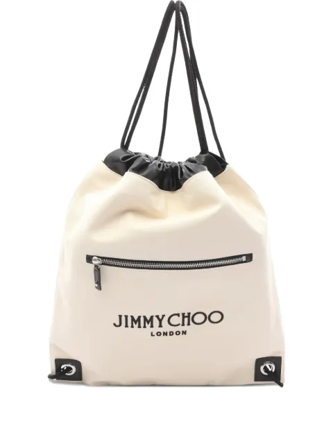 Jimmy Choo Pre-Owned 2010s leather-trimmed drawstring bag
