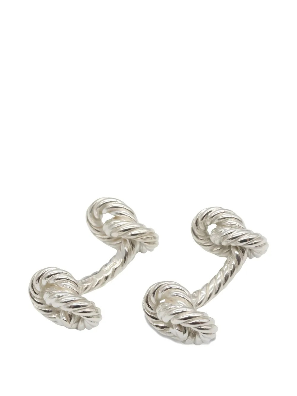 Pre-owned Hermes Rope-knot Cufflinks In Silver