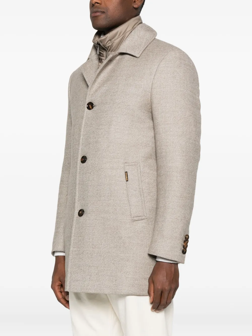 Moorer Buttoned Virgin-wool Coat In Gray