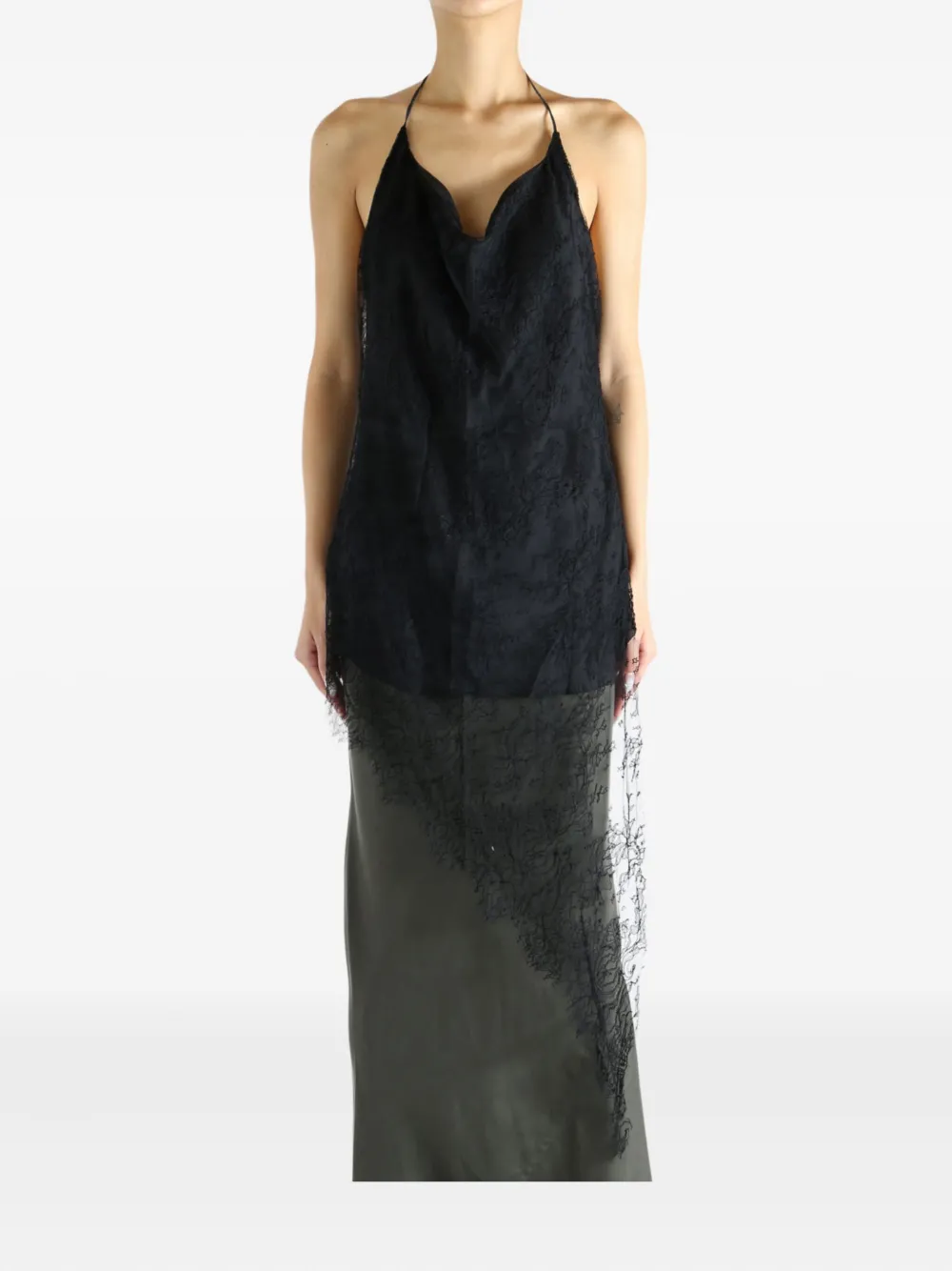 Marc Le Bihan Top met halternek en kant Zwart