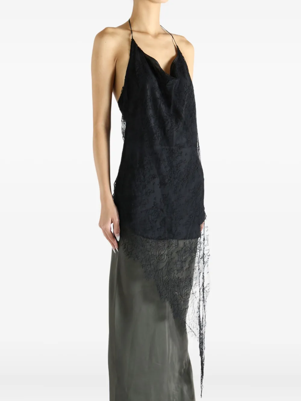 Marc Le Bihan Top met halternek en kant Zwart