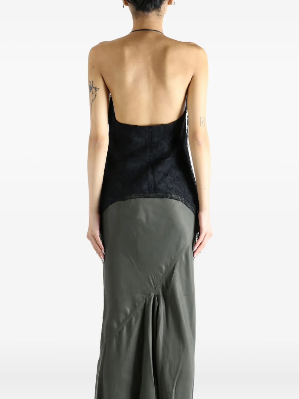 Marc Le Bihan Top met halternek en kant Zwart