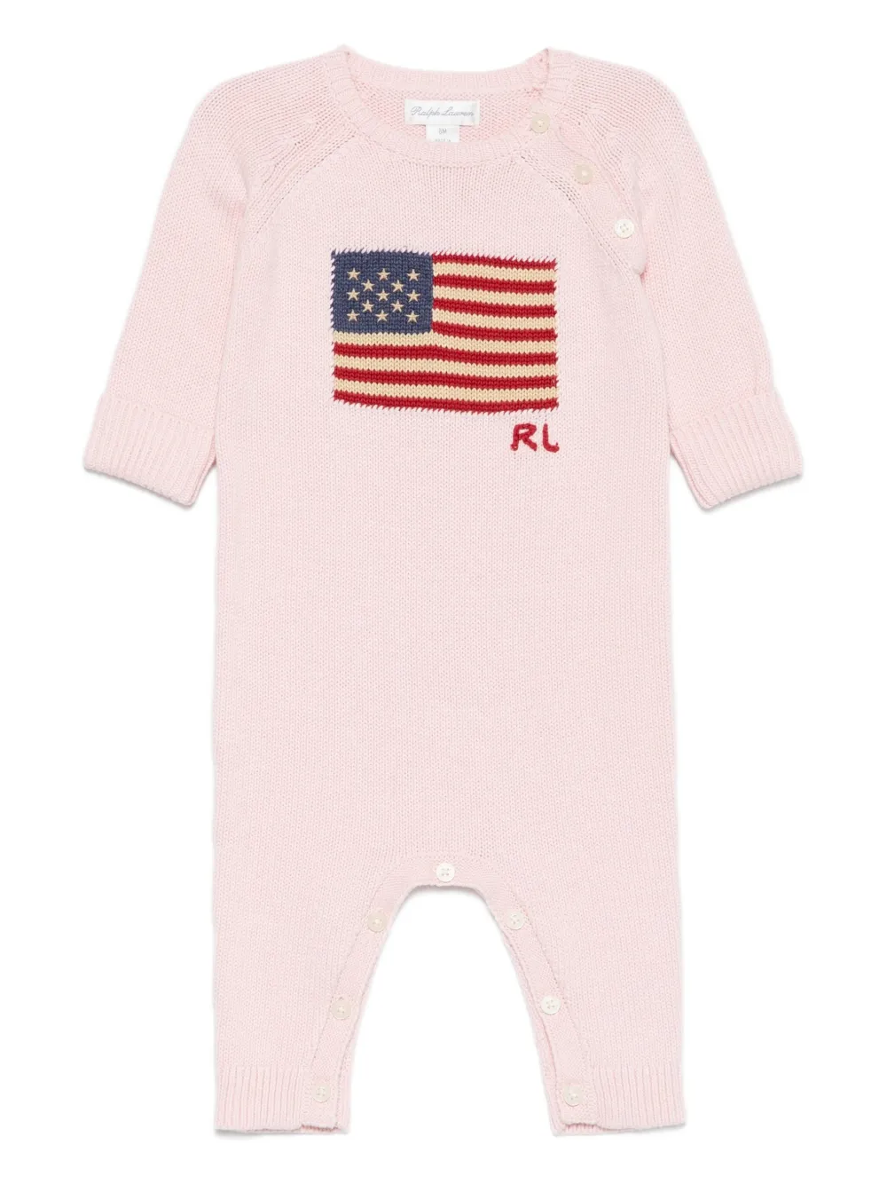 POLO RALPH LAUREN KIDS フラッグモチーフ ロンパース - ピンク POLO RALPH LAUREN KIDS フラッグモチーフ ロンパース - ピンク