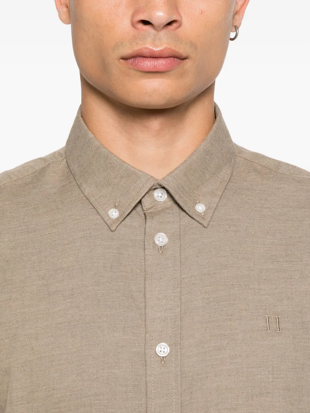 Les Deux Overhemd met geborduurd logo Bruin