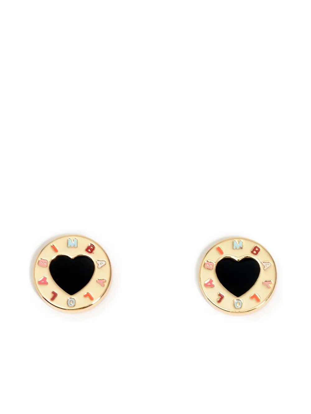 Bimba Y Lola Heart Enamel Earrings In Gold