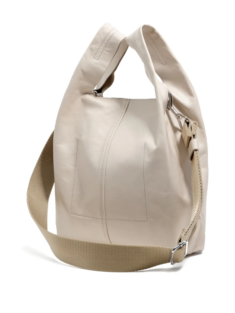 Bimba Y Lola Medium Paper Leather Tote Bag In Neutral