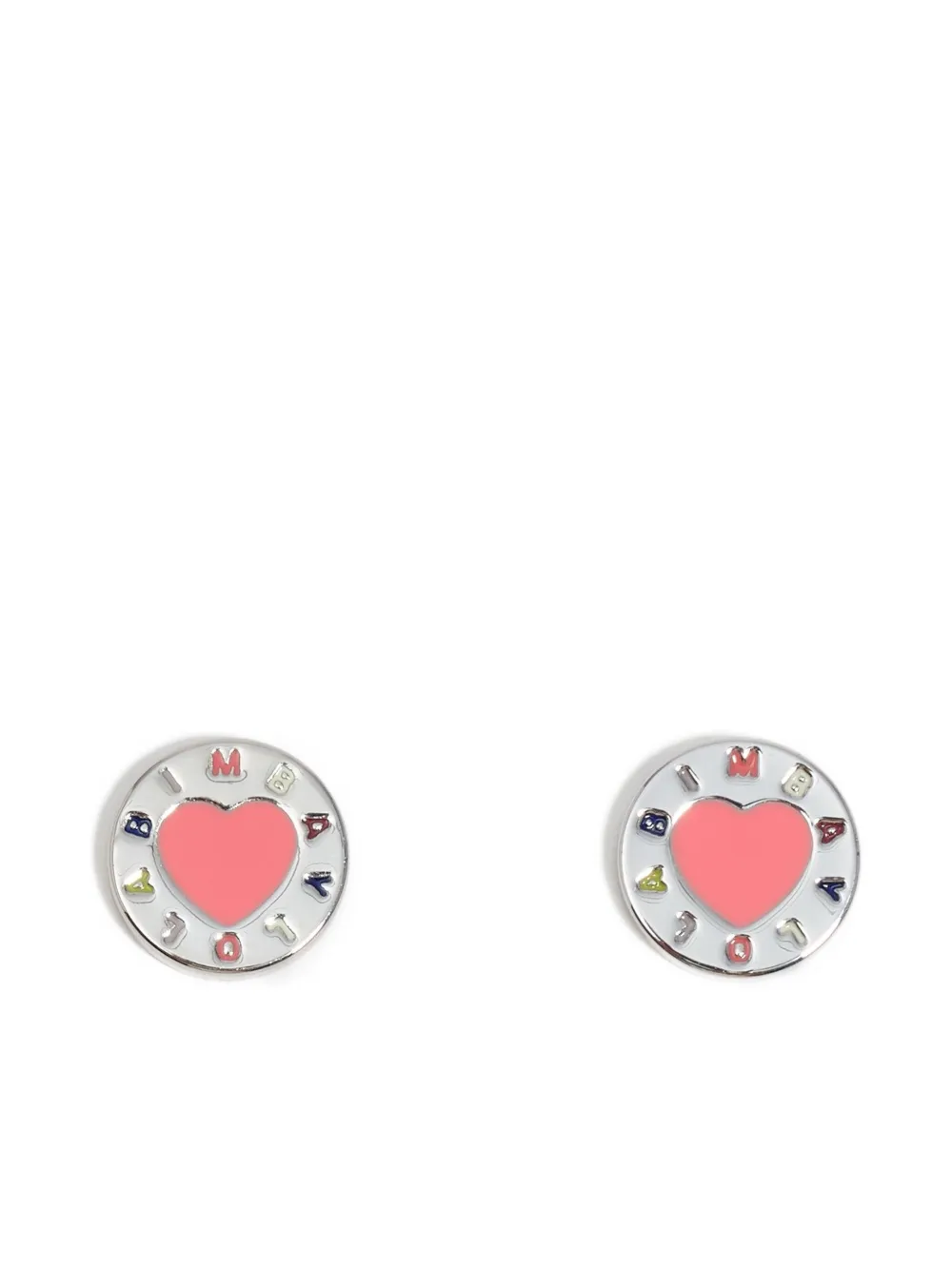 Bimba Y Lola Heart Enamel Earrings In Metallic