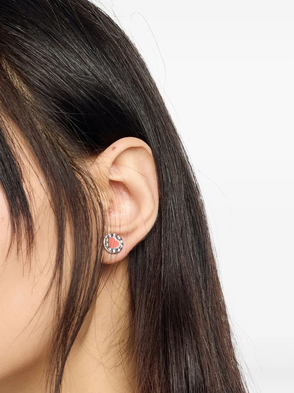 Bimba Y Lola Heart Enamel Earrings In Metallic