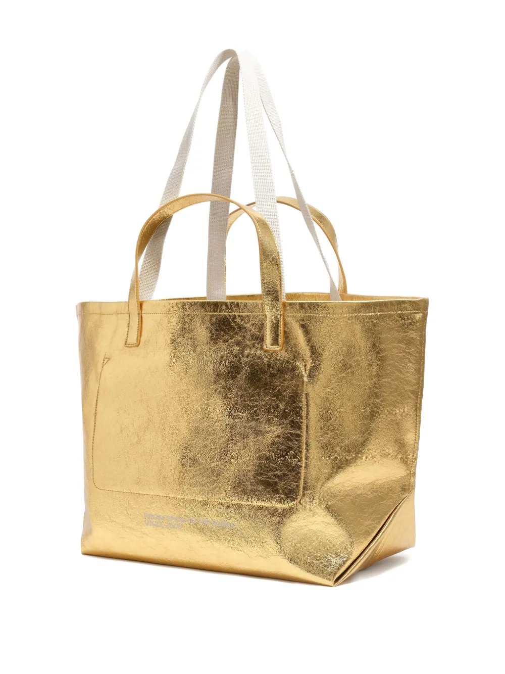 Bimba Y Lola Large Metallic Logo Tote Bag In Gold