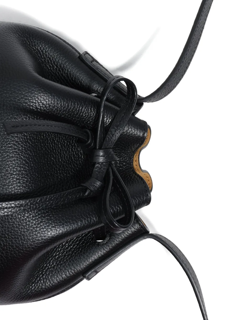 Bimba Y Lola Drawstring Leather Bucket Bag In Black
