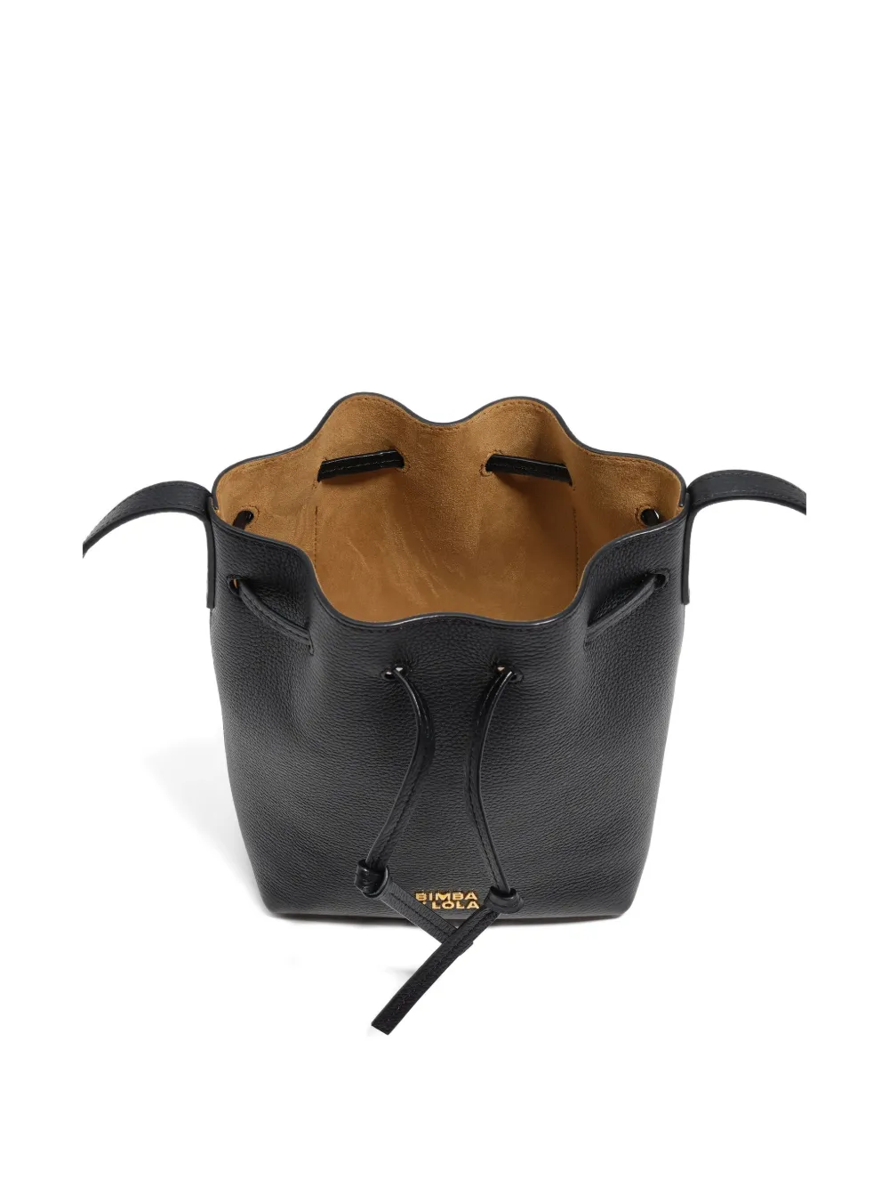 Bimba Y Lola Drawstring Leather Bucket Bag In Black