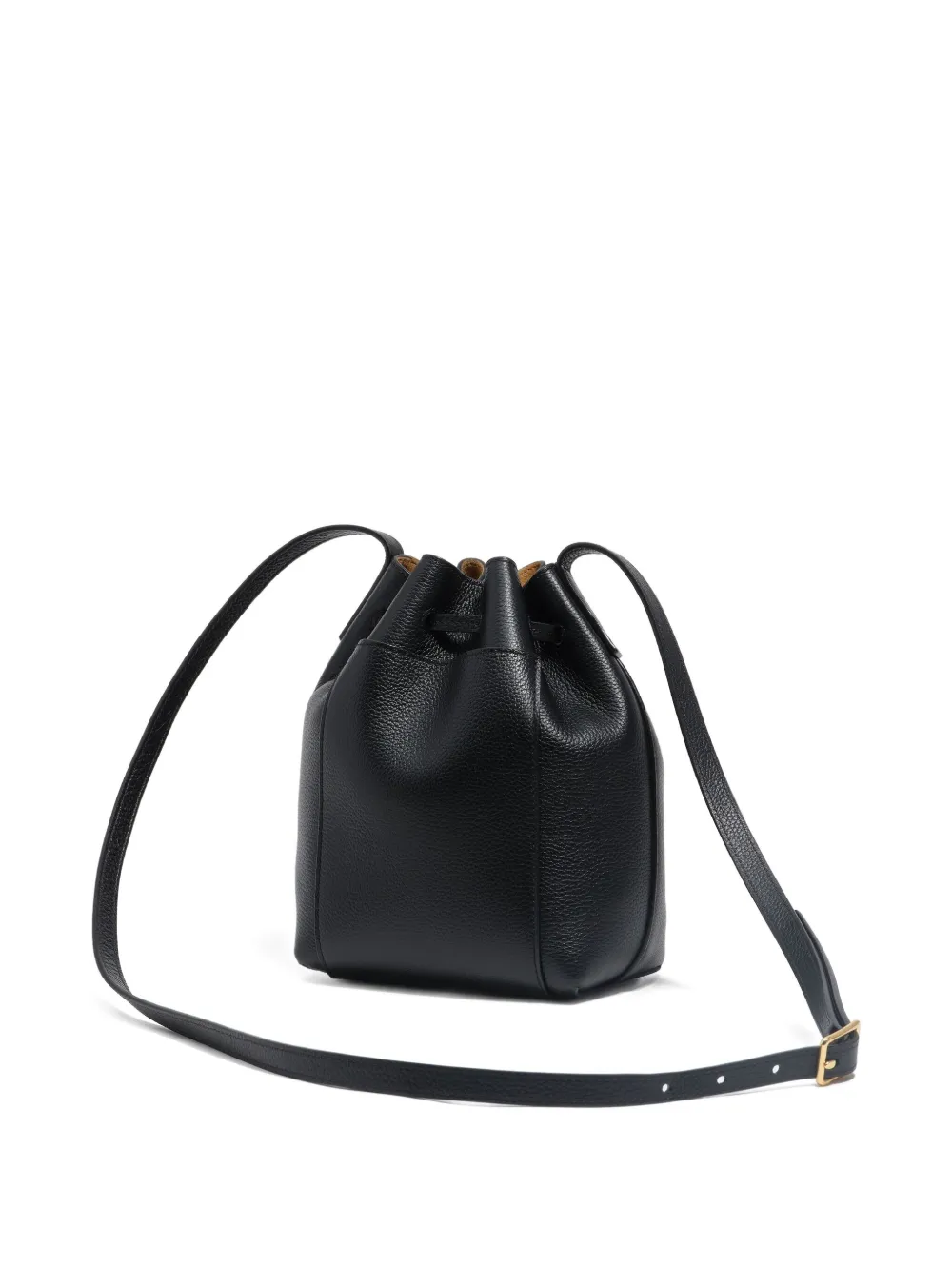 Bimba Y Lola Drawstring Leather Bucket Bag In Black